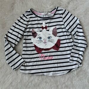H&M Girls Sweet Sequin Marie the Cat Tee